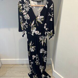 G by Giuliana EcoLuxe Floral Long V-Neck Dress